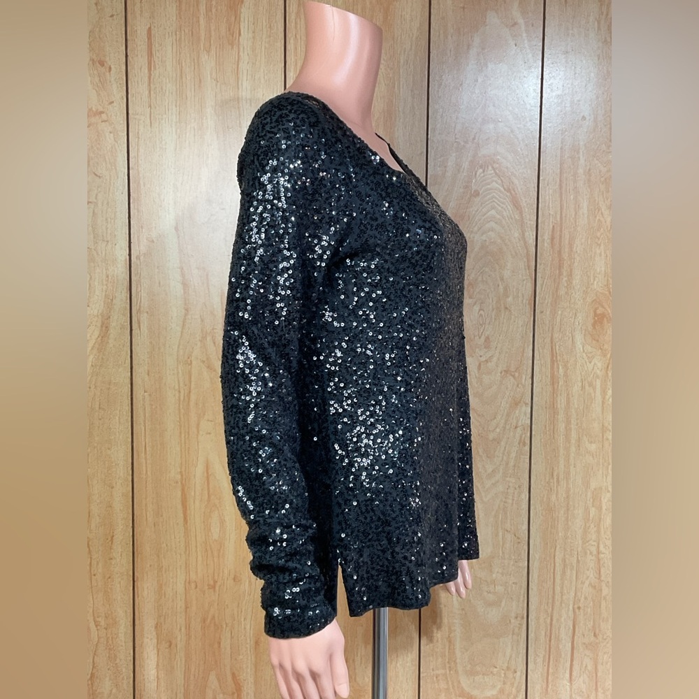 J. Crew Black Sequin Embellished Top SZ - S - Picture 2 of 6
